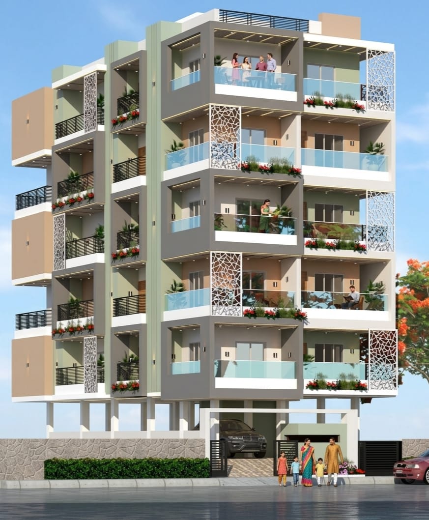Building elevation rendering, front view