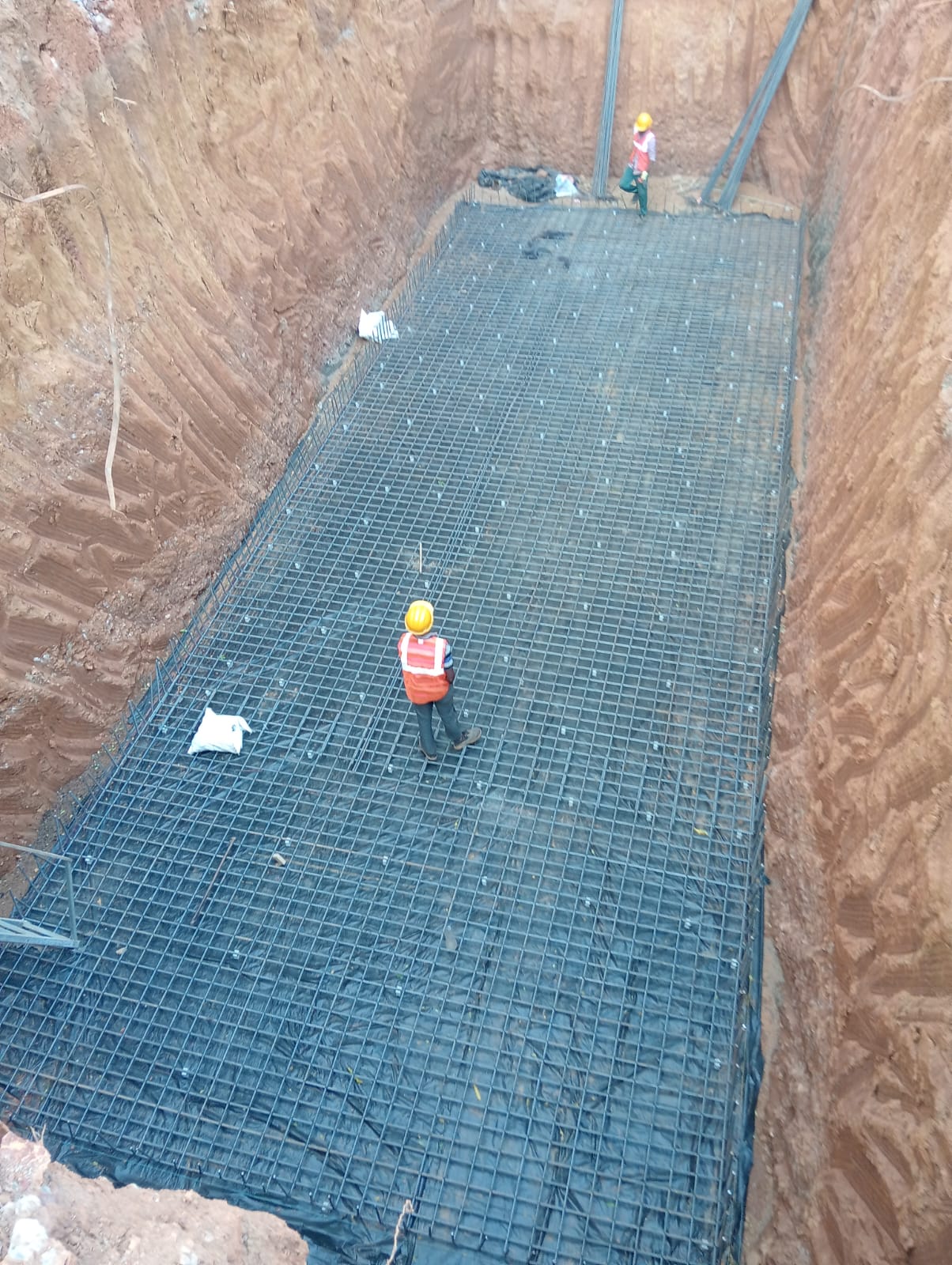 Foundation reinforcement work at construction site in Belagavi